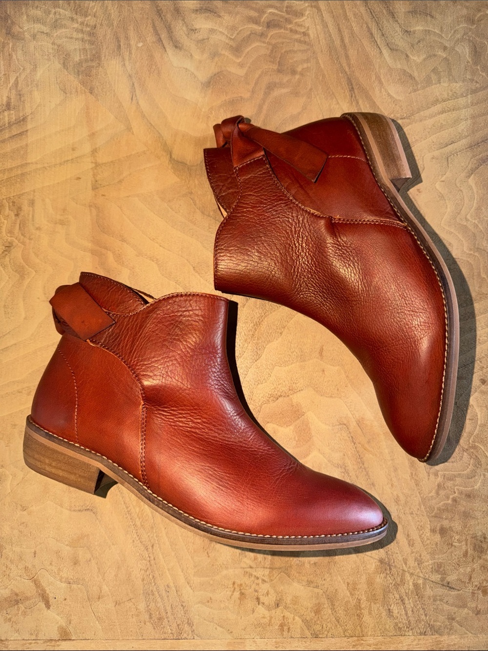 Garnet Hill Leather Bow Ankle Boots Size 38